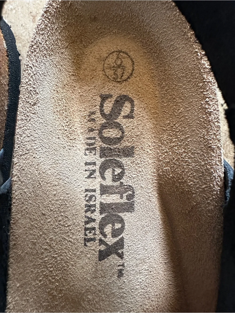 Soleflex Made in Israel Leather Slingback Cork Footbed Sandals Black Size 6/37